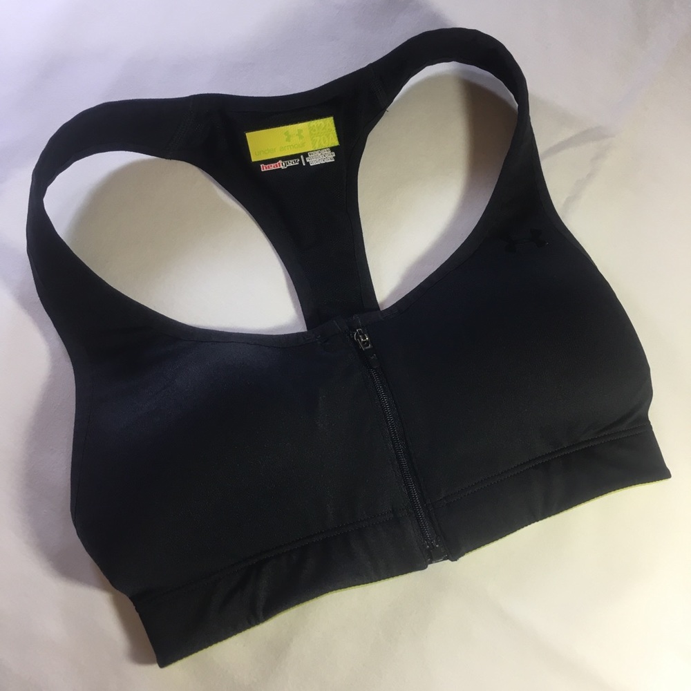 Under Armour Black Heatgear zip bra Size:32A-70A